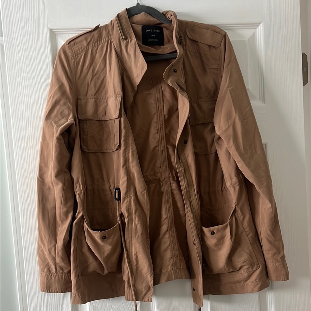 Love Tree Tan Utility Jacket Lightweight Design